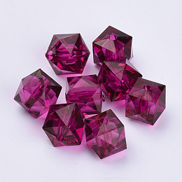 Honeyhandy Transparent Acrylic Beads, Faceted, Cube, Purple, 10x10x8mm, Hole: 1.5mm, about 900pcs/500g