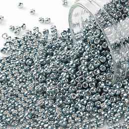 Honeyhandy TOHO Round Seed Beads, Japanese Seed Beads, (565) Galvanized Grey Blue, 11/0, 2.2mm, Hole: 0.8mm, about 1103pcs/10g