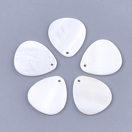 Honeyhandy Freshwater Shell Pendants, Teardrop, Creamy White, 25.5x23x2mm, Hole: 1.5mm