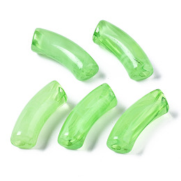 Honeyhandy Acrylic Beads, Imitation Gemstone, Curved Tube, Lime Green, 34.5x13x11mm, Hole: 3.5mm