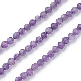 Arricraft Natural Amethyst Beads Strands, Faceted, Round, 2~2.5mm, Hole: 0.5mm, about 180~200pcs/strand, 14.5~16.1 inches(37~41cm)