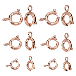 Unicraftale Vacuum Plating 304 Stainless Steel Smooth Surface Spring Ring Clasps, Rose Gold, 5~7.7x1.3~1.8mm, Hole: 1.4~1.8mm; 4pcs/size, 12pcs/box