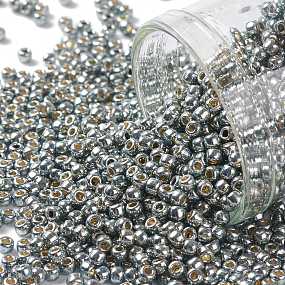 Honeyhandy TOHO Round Seed Beads, Japanese Seed Beads, (PF565) PermaFinish Silver Grey Metallic, 11/0, 2.2mm, Hole: 0.8mm, about 1110pcs/10g