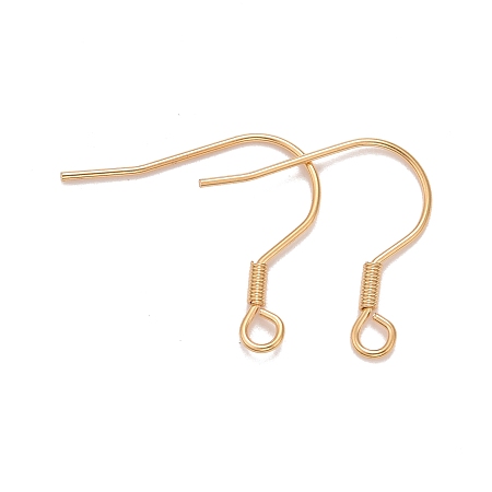 UNICRAFTALE 200pcs Stainless Steel Earring Hooks Golden Ear Wire Metal Earwire with Coil for Jewelry Making 16.5~17.5x17~20mm, Hole 2mm