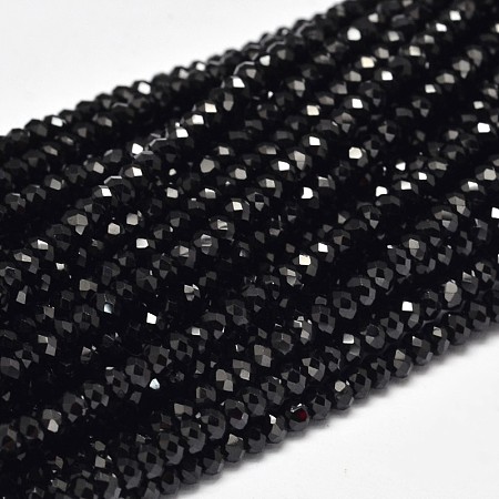 ARRICRAFT Faceted Rondelle Natural Black Spinel Bead Strands, 3x2mm, Hole: 1mm, about 180pcs/strand, 15.5