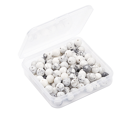 Olycraft Natural Howlite Beads Strands, Round, 8mm, Hole: 1mm, about 120~125pcs/box