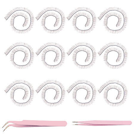 CHGCRAFT Doll Eyelashes Strips, with Stainless Steel Curved Tip Tweezers & Straight Tip Tweezers, for Doll DIY Craft Making, Mixed Color, 195~200x8mm