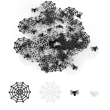 CHGCRAFT 120Pcs 4 Styles Halloween Spider and Spider Web Plastic Coasters for Party Festival Decoration, Mixed Color
