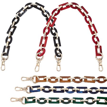 Pandahall Elite 5 Colors 16.5 Inch Acrylic Bag Handles Chain, CCB Retro Bag Link Chain Strap Clutch Bucket Crossbody Purse Strap Handle Flat Chain Strap with Clasps for Purse Tote Canvas Bag