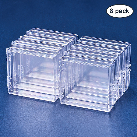 BENECREAT 8 Pack Rectangle High Transparency Plastic Bead Storage Containers Box Drawer Organizers for Beauty Supplies, Tiny  Findings, and Other Small Items - 2.48x2.2x0.7 Inches