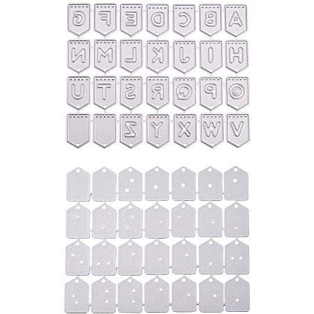 NBEADS 2 Sets Rectangle A-Z Alphabet Cutting Dies, Frame Metal Letter Paper Cutting Dies Stencils for DIY Scrapbooking Photo Album Embossing Paper Cards Decor Crafts Creative Gift