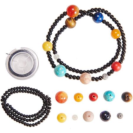 SUNNYCLUE 1 Box DIY Multilayer Solar System Bracelet Making Kit Natural Gemstone Universe Galaxy The Nine Guardian Planets for Necklace Jewelry Making Starter Craft Supplies