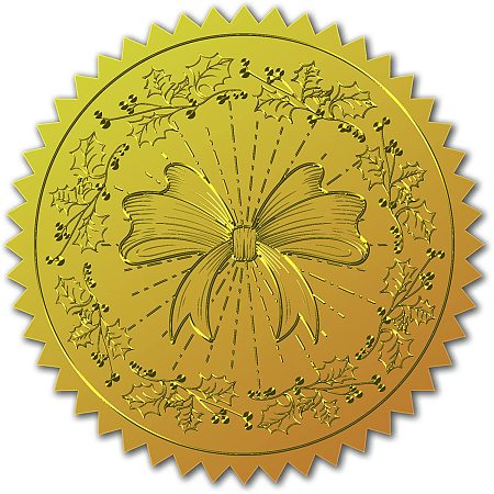 CRASPIRE 100pcs Gold Foil Certificate Seals Bow Embossed Gold Certificate Seals 2