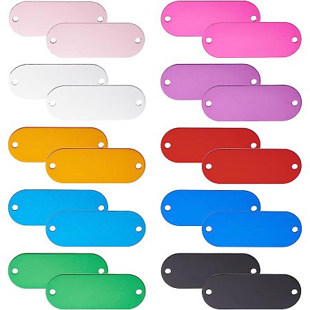 BENECREAT 20Pcs 10 Color Aluminum Blank Pendant, Oval Metal Blank Tags Pendants Charms for Jewelry Key Pet Dog Tags Making and Crafts DIY