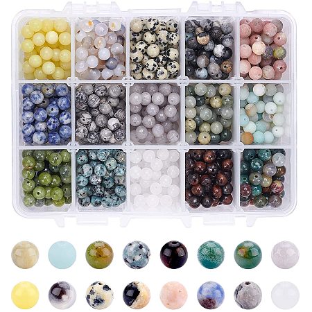 NBEADS About 750 Pcs Natural Gemstone Beads, 6mm Natural Loose Beads Energy Stone  Beads for DIY Jewelry Making 