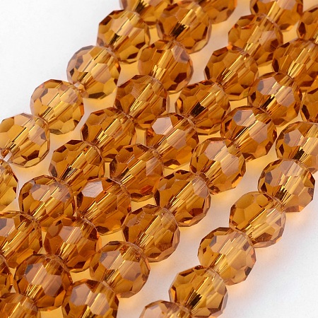 Honeyhandy Transparent Glass Bead Strands, Imitate Austrian Crystal, Faceted, Round, Goldenrod, 4mm, Hole: 1mm, about 96~100pcs/strand, 14~14.5 inch
