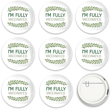 GLOBLELAND 9 Pcs Vaccine Button Pins I Got Vaccinated Branch Pattern for Men's/Women's Brooches or Doctors, Nurses, Hospitals, 2-1/4 Inch