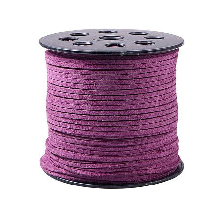 ARRICRAFT 1 Roll (98 Yards, 295 Feet) 2.5mm Wide Faux Suede Cord Flat Micro Fiber Lace Leather Spool for Beading Necklace Jewelry Making (Purple)