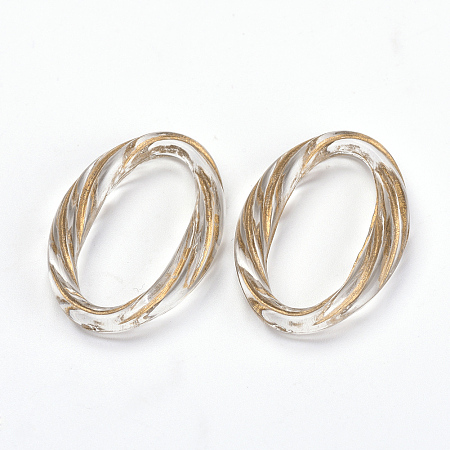 Honeyhandy Plating Acrylic Linking Rings, Metal Enlaced, Oval, Clear, 31x21x5mm, about 435pcs/500g