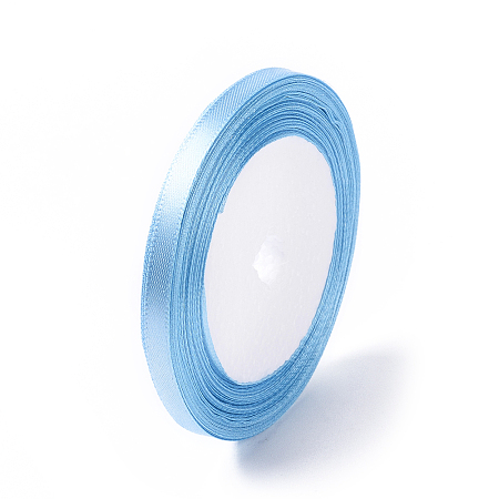 Honeyhandy Single Face Satin Ribbon, Polyester Ribbon, Light Blue, 1/4 inch(6mm), about 25yards/roll(22.86m/roll), 10rolls/group, 250yards/group(228.6m/group)