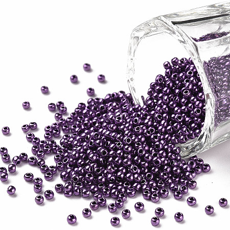 FGB 11/0 Round Glass Seed Beads, Dyed, Dark Orchid, 2.3x1.5mm, Hole: 1mm, about 48500pcs/pound
