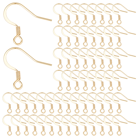 SUNNYCLUE 1 Box 100Pcs 18k Gold Plated Earring Hooks French Ear Hooks Fish Hook Earrings Ear Wires Fishhook Earring Findings for Jewellery Making Adult DIY Dangle Earrings Craft Accessories Supply