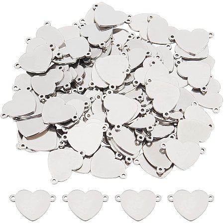 UNICRAFTALE About 100Pcs Heart Link Connectors 304 Stainless Steel Links 1.2mm Small Hole Connectors for DIY Bracelets Earrings Necklaces Jewelry Making