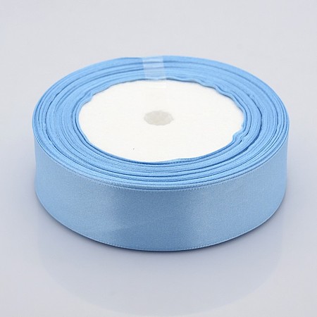Honeyhandy 1 inch(25mm) Light Blue Satin Ribbon for Hairbow DIY Party Decoration, 25yards/roll(22.86m/roll)