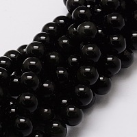 Arricraft Natural Obsidian Round Beads Strands, 8mm, Hole: 1mm, about 48pcs/strand, 15.7 inches