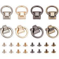 WADORN 8 Sets Rotatable Ball Post Head Buttons with O Ring, 4 Colors Screwback Studs Metal Ring for Backpack Leather Craft Stud Rivets Purse Chain Connector Clip Clasp for DIY Bag Making Hardware
