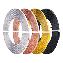 BENECREAT Flat Aluminum Wire, for Bezel, Sculpting, Armature, Jewelry Making, Mixed Color, 3mm; about 5m/roll, 4rolls