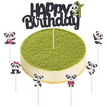 OLYCRAFT 35Pcs Panda Cake Topper Happy Birthday Panda Cake Decorations Little Panda Cake Toppers Set for Birthday Party Decorations