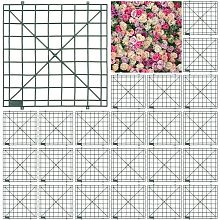 OLYCRAFT 24Pcs Artificial Flower Grid Panels 64 Barb Flower Grid Panels Dark Green 10.3x9.8 Inch Grid Wall Panels Grid Plant Wall Frames Plastic Fences Frames Wall Decoration for DIY Art Decor Crafts