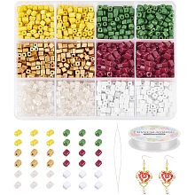 NBEADS 2264 Pcs 6 Colors Beads Bracelet Making Kit, Cube Glass Seed Beads with Elastic Thread Needles Small Beads Kit Bracelet Beads for DIY Thanksgiving Day Jewelry Making