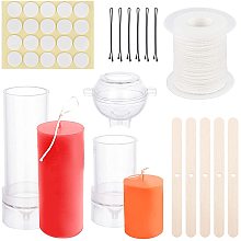 OLYCRAFT 3pcs Plastic Candle Molds Column Round Shape Candle Molds Transparent Plastic Candle Mold Set with Candle Wick Pins Stickers and Sticks for Candle Aromatherapy Making DIY Crafting