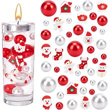 PandaHall Elite 158PCS Christmas Vase Filler Decor, Christmas Flatback Resin Charms Santa Claus Snowman Gloves House Sock Floating Pearls for Table Centerpieces Christmas Home Party Decoration, 10~30mm