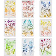 FINGERINSPIRE 9Pcs Butterfly Painting Stencils 11.6x8.3 inch Dandelion Flowers Stencil Butterfly Reusable Mylar Template Stencils for Painting on Wood Wall Home Decor DIY Crafts