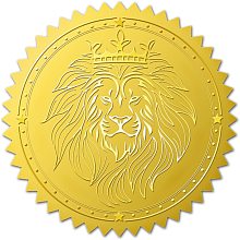 BENECREAT 25PCS Lion Pattern Gold Foil Embossed Stickers, Embossed Envelope Seal Labels for Invitations Party Favors Decor