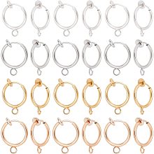 PandaHall Elite 40pcs Clip on Earring Converters 4 Colors Non-Pierced Earring Components Findings 0.5 Inch Brass Dangle Earring Clip with Easy Open Loop for Non-Pierced Ears DIY Earring Making