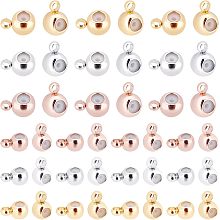 PandaHall Elite 72pcs Barrel Brass Hanger Links, 6 Style Brass Beads with Charm Loop Antique Tibetan Connector Bail Tube Beads Spacer Bead for European Charm Bracelet Necklace Pendant