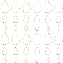 SUNNYCLUE 1 Box 180Pcs 3 Sizes Teardrop Linking Rings Earrings Beading Hoop Brass Metal Open Bezels Frame Charms for Earring Findings Crafts Jewelry Making Supplies, Golden Silver