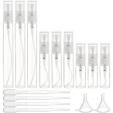 BENECREAT 30PCS 3ml/5ml/10ml Mini Fine Mist Spray Bottle Clear Glass Travel Empty Atomiser Spray Bottles with 2PCS Funnel and 4PCS Pipettes for Perfume, Cosmetic(10PCS/Size)