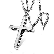 Honeyhandy Tibetan Style Stainless Steel Pendant Necklaces, Cross, Antique Silver, No Size