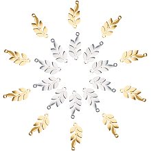 DICOSMETIC 20pcs 19.5mm Golden and Stainless Steel Leaf Charms 2 Holes Leaf Connectors Charms Metal Plant Charms for Jewelry Making DIY Craft,Hole:1.2mm