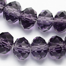 Honeyhandy Handmade Glass Beads, Faceted Rondelle, Indigo, 14x10mm, Hole: 1mm, about 60pcs/strand