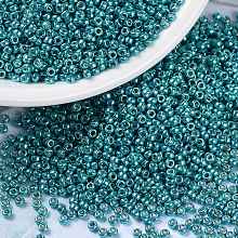 MIYUKI Round Rocailles Beads, Japanese Seed Beads, 15/0, (RR1075) Duracoat Galvanized Dark Sea Foam, 1.5mm, Hole: 0.7mm, about 5555pcs/10g