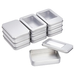 Tinplate Box, Bead Storage Containers, Storage Box, Rectangle, Platinum, 9x6x1.75cm; 3 style, 6pcs/style, 18pcs/set