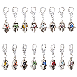 NBEADS 16 Pcs Hamsa Hand Stitch Markers, Evil Eye Alloy Crochet Stitch Marker Charms Locking Stitch Marker DIY Handmade Gift for Knitting Weaving Accessories Quilting Handmade Jewelry