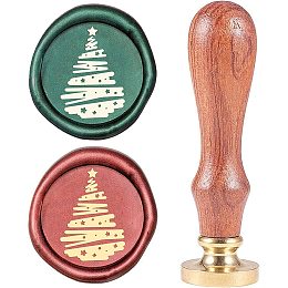 CRASPIRE Wax Seal Stamp Christmas Tree Vintage Brass Head Wooden Handle Removable Sealing Wax Seal Stamp 25mm for Envelopes Wedding Invitations Wine Packages Christmas Halloween Xmas Party