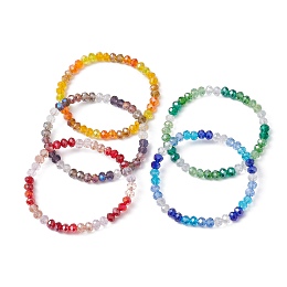 Honeyhandy Glass Beaded Stretch Bracelets for Women, Mixed Color, Inner Diameter: 2-1/8 inch(5.4cm)